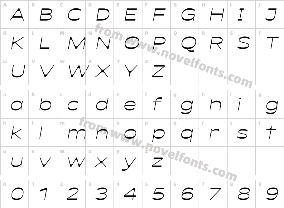 Antipol Extended Light ItalicCharacter Map