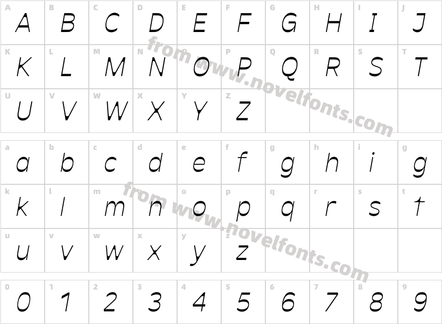 Antipol Light ItalicCharacter Map
