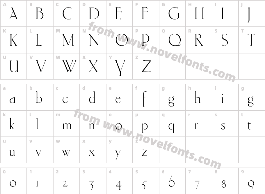 Antiqua RomanCharacter Map