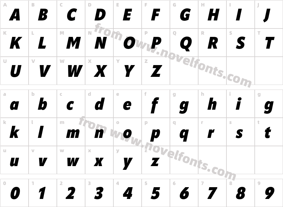 Apparat Cond Heavy ItalicCharacter Map