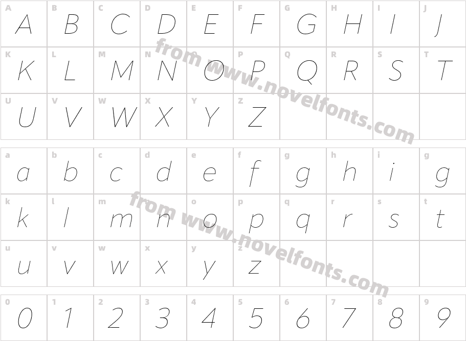 Apparat Hairline ItalicCharacter Map