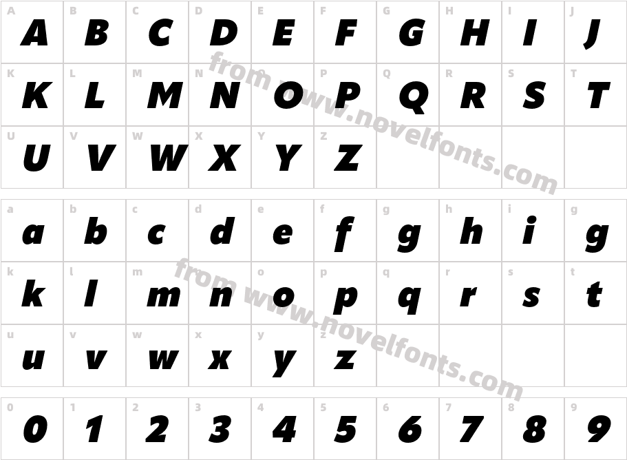 Apparat Heavy ItalicCharacter Map