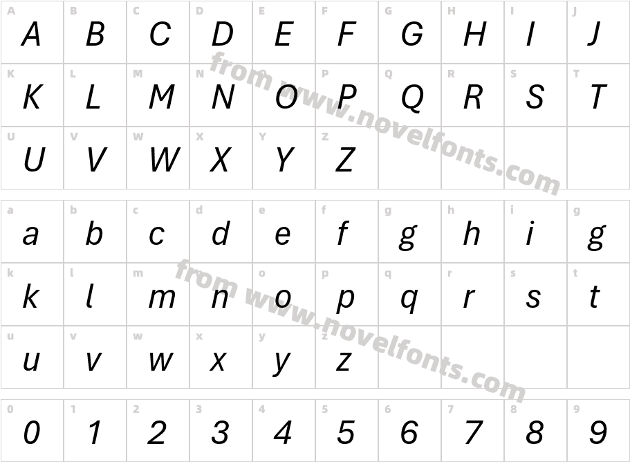 Aptos Narrow ItalicCharacter Map