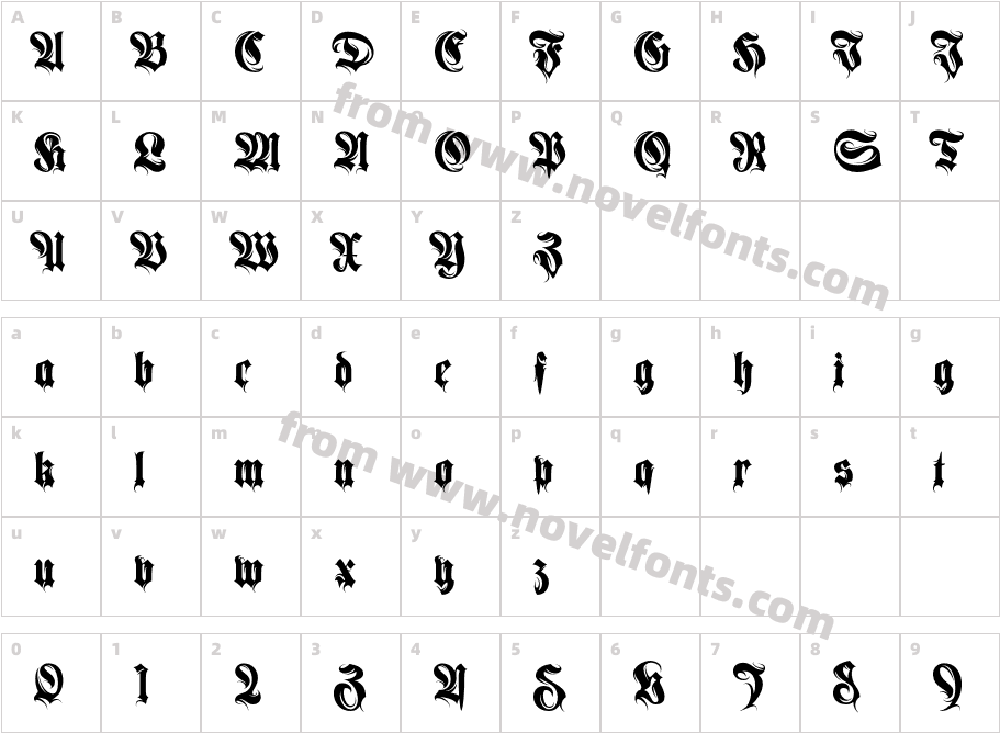 Aquenta FractaCharacter Map