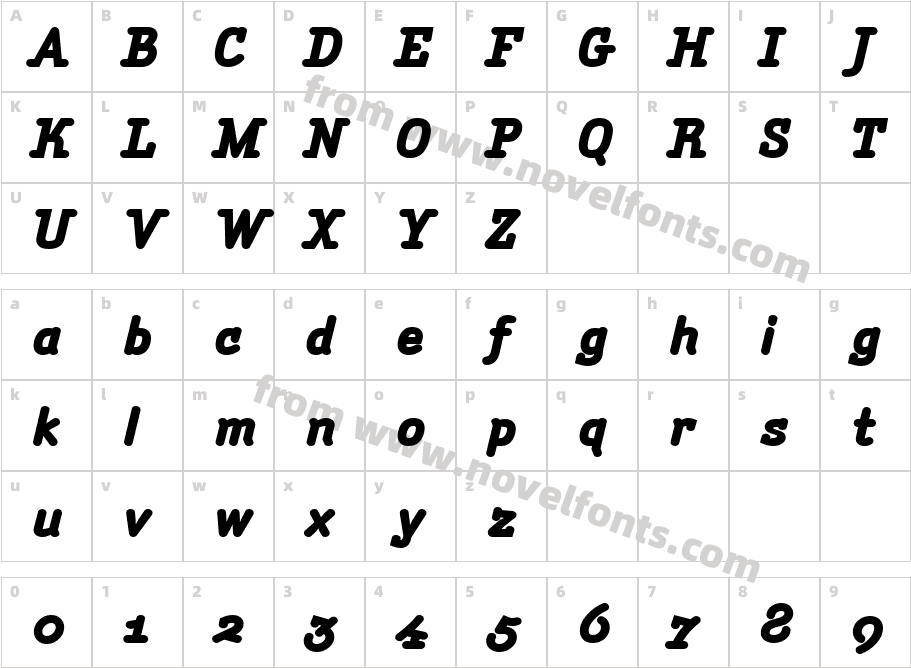 AmintaBlackItalicCharacter Map