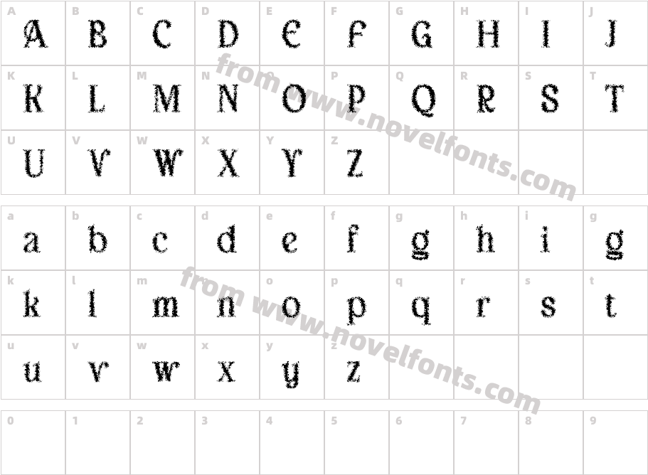 Arbane Unfocus Demo RegularCharacter Map