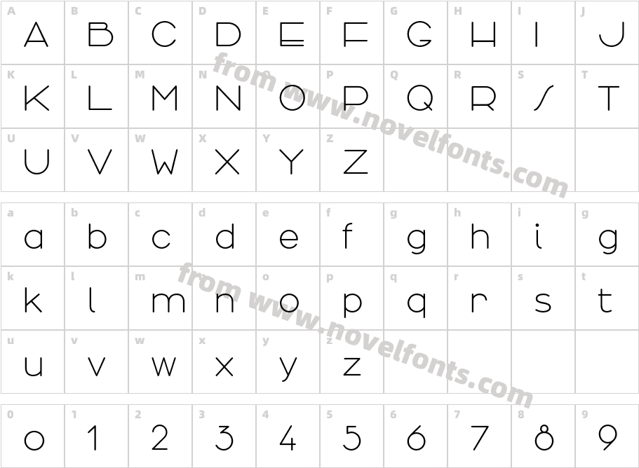 Arbotek Light RoundedCharacter Map