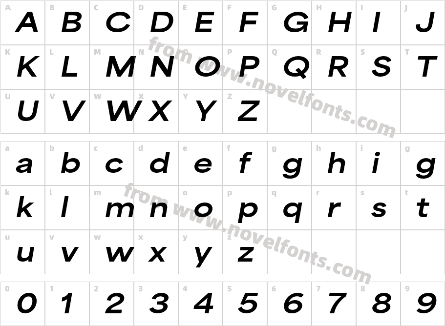 Area Extended Extra Bold ItalicCharacter Map