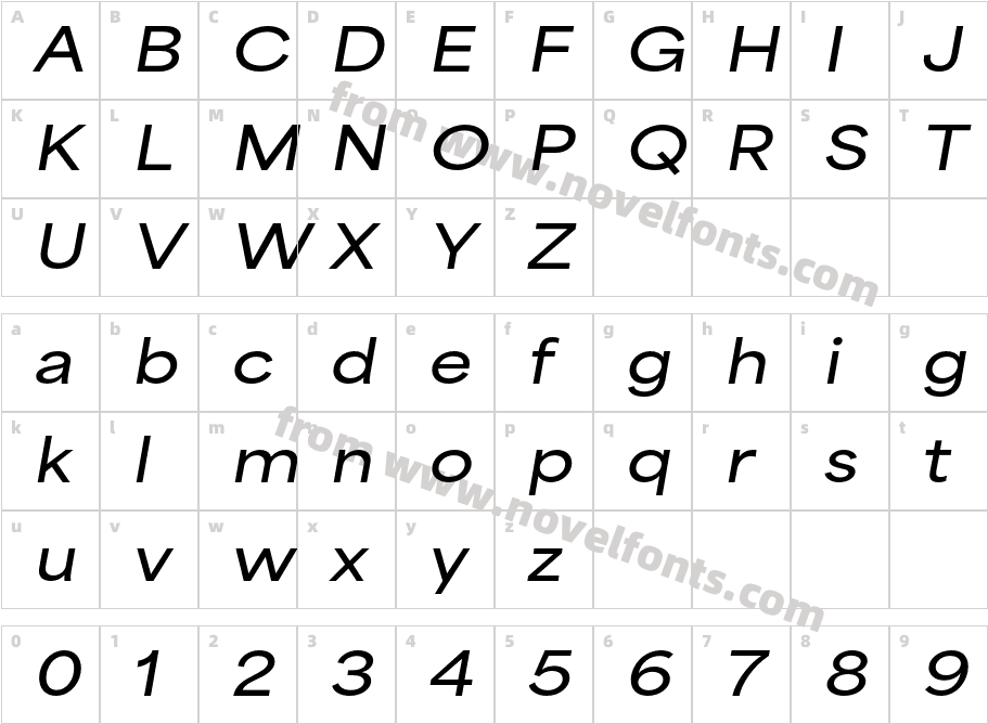 Area Extended Semibold ItalicCharacter Map