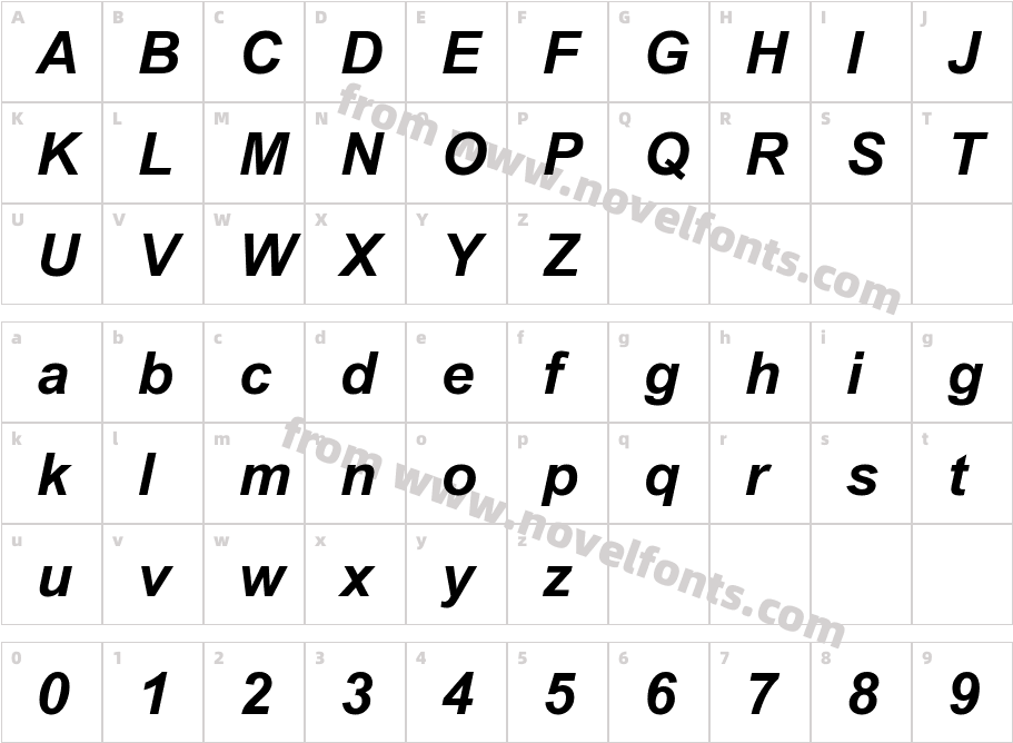 ArialCE Bold ItalicCharacter Map