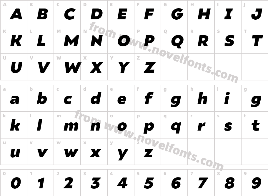 Ariana Pro HeavyitalicCharacter Map