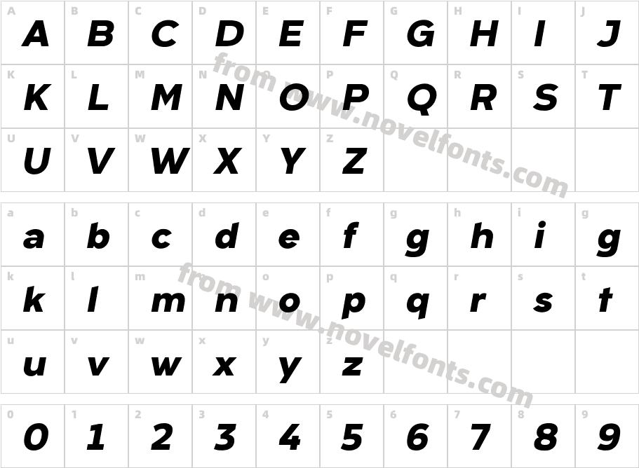 Arkibal Display Heavy ItalicCharacter Map