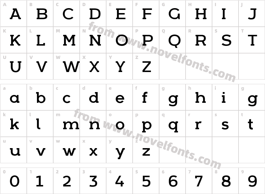 Arkibal Serif RegularCharacter Map