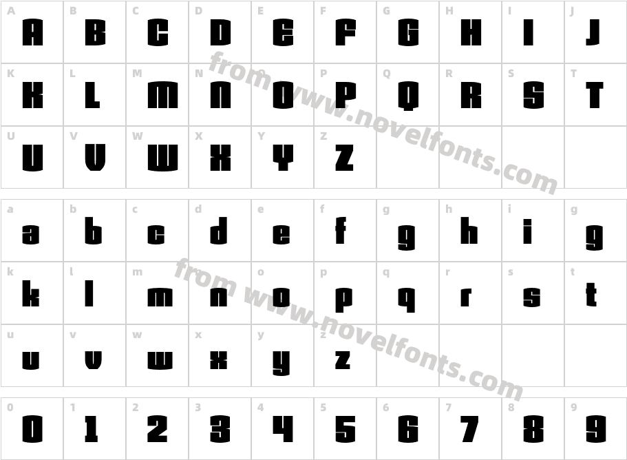 Armada Black CondensedCharacter Map