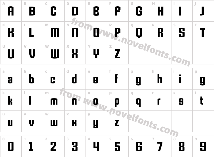 Armada Bold CondensedCharacter Map
