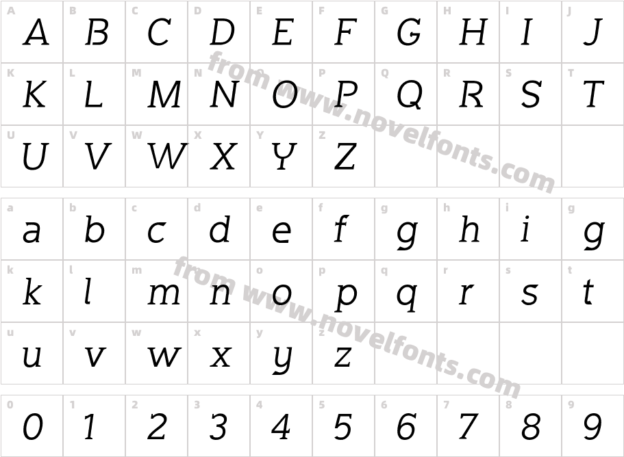 Arnoia Caption ItalicCharacter Map