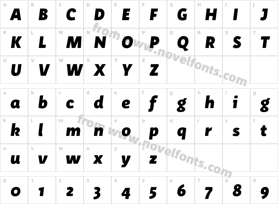 Aromo Black ItalicCharacter Map