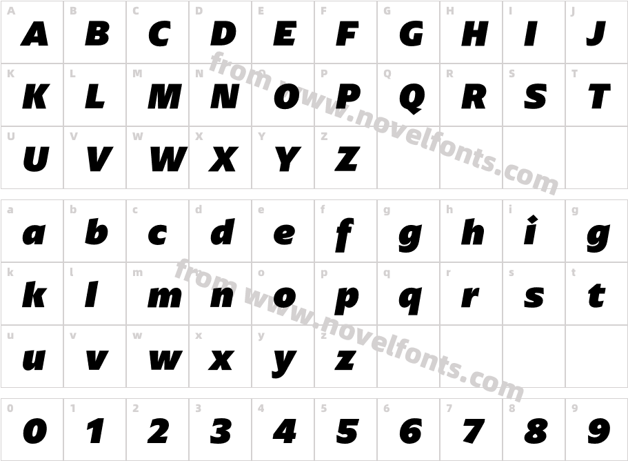 Arpona Sans Black ItalicCharacter Map