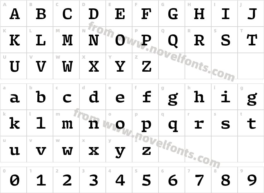 Array Mono BoldCharacter Map