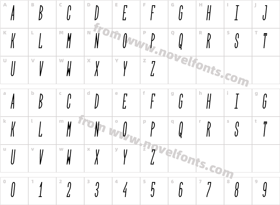 Arrose ItalicCharacter Map