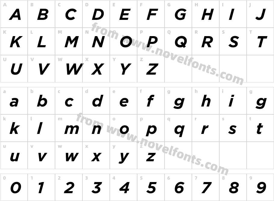Arson Pro Bold ItalicCharacter Map