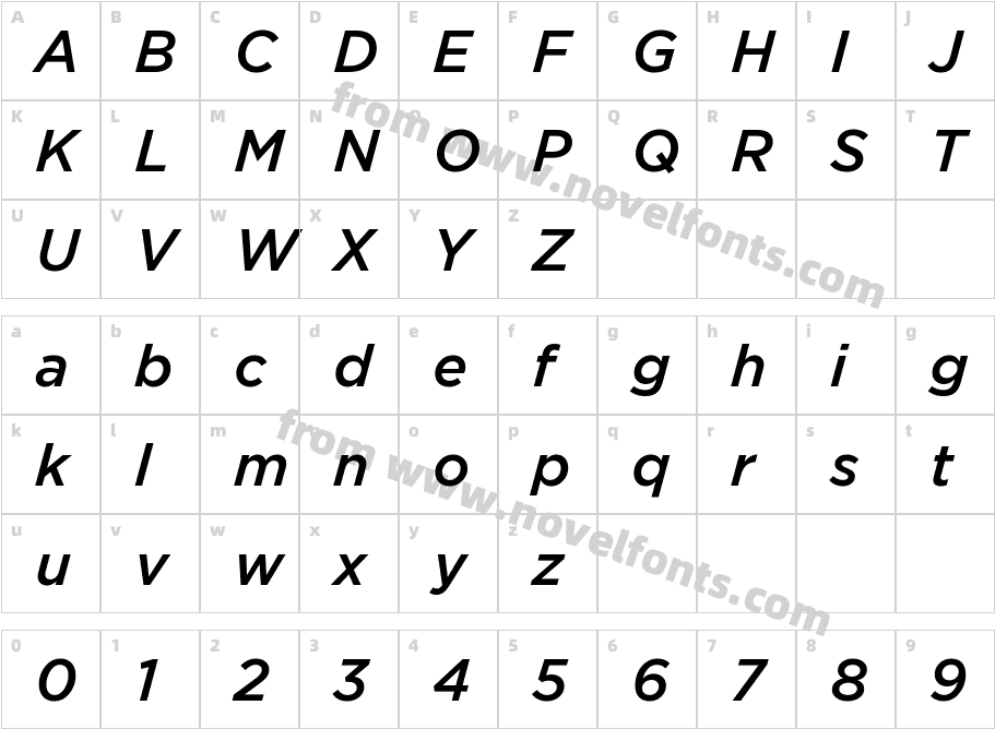 Arson Pro Medium ItalicCharacter Map