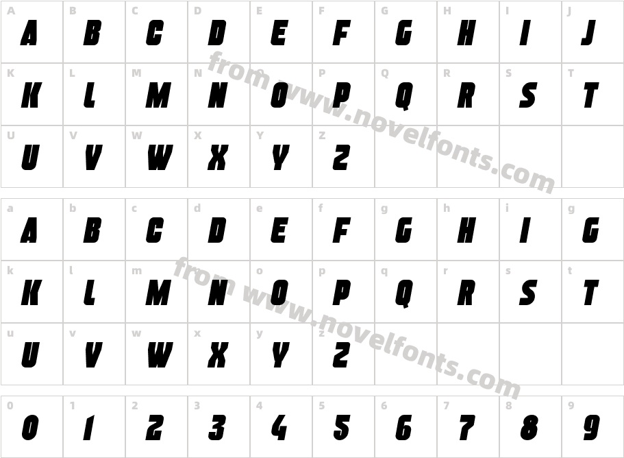 Artch Italic PersonalCharacter Map