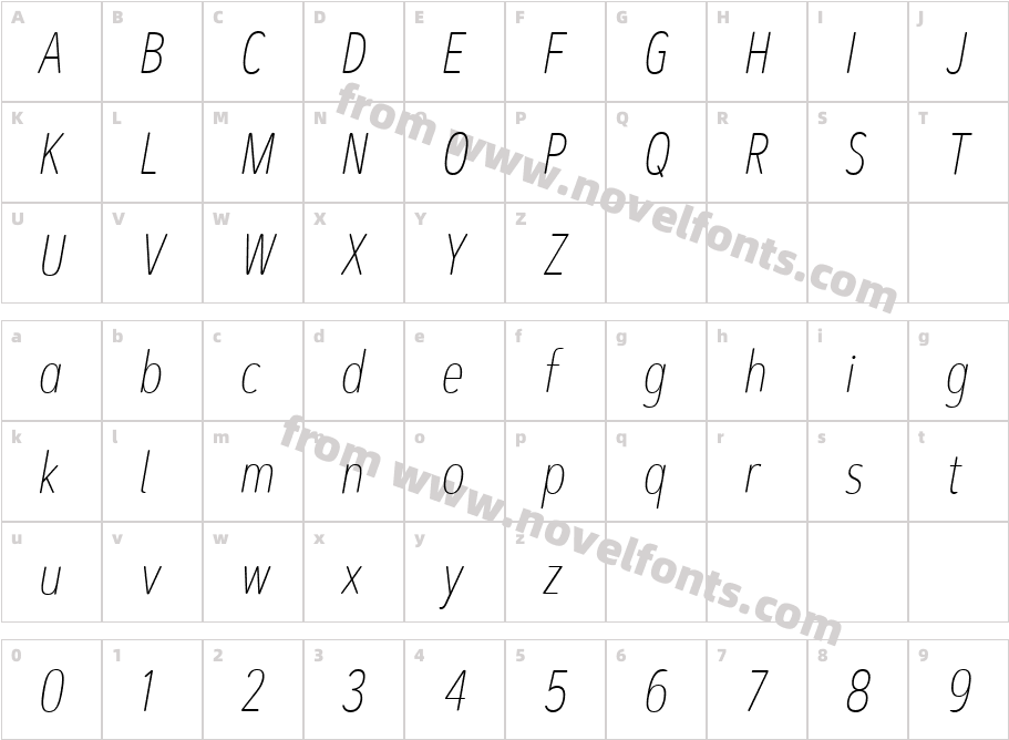 Artegra Soft Cn Thin ItalicCharacter Map