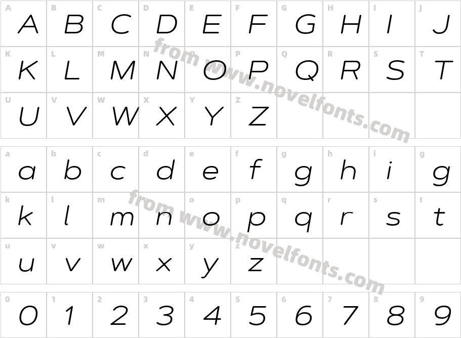 Artegra Soft Ex Light ItalicCharacter Map