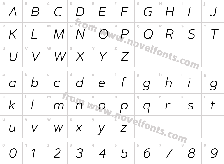 Artegra Soft Light ItalicCharacter Map