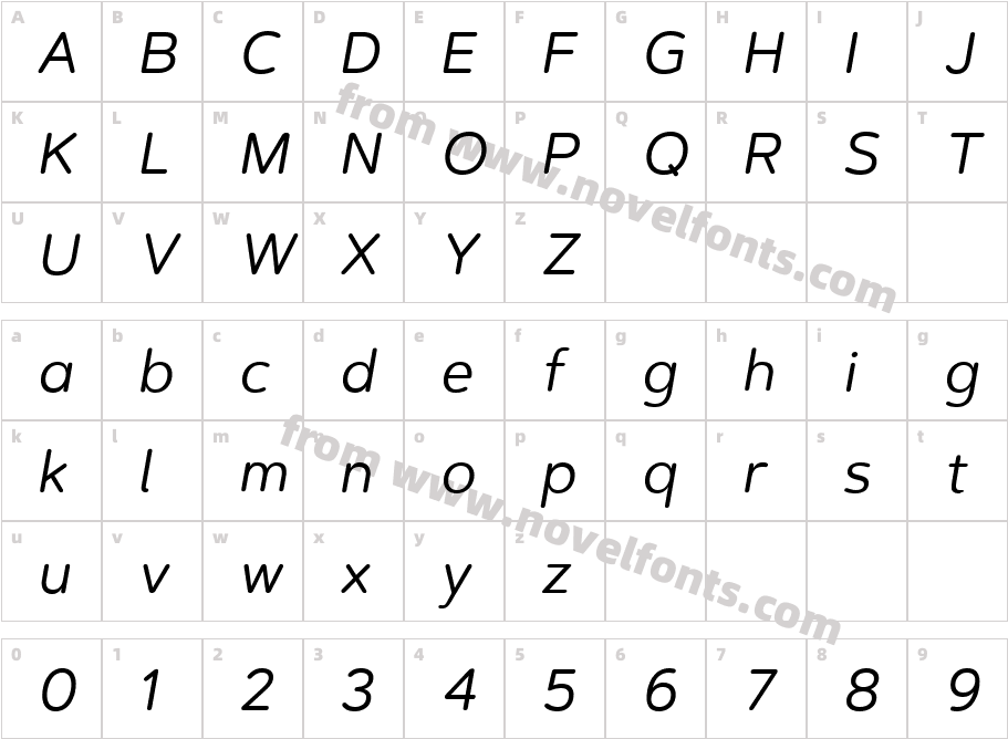 Artegra Soft Regular ItalicCharacter Map
