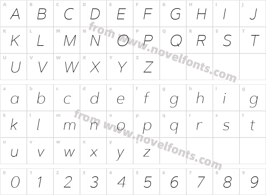 Artegra Soft Thin ItalicCharacter Map