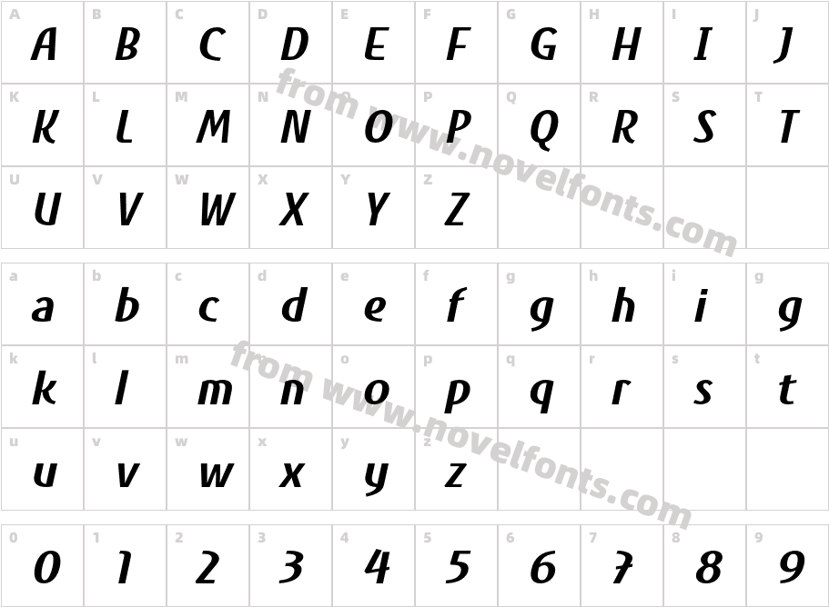 Artistica Bold ItalicCharacter Map