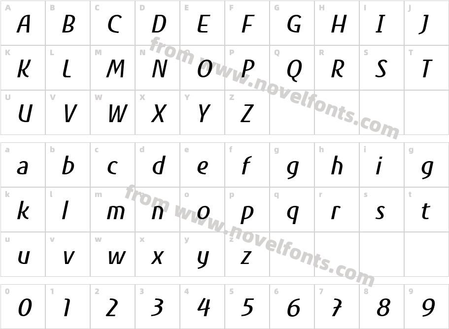 Artistica ItalicCharacter Map
