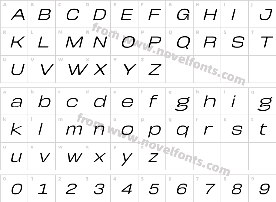 Arupala Grotesk W05 ItalicCharacter Map