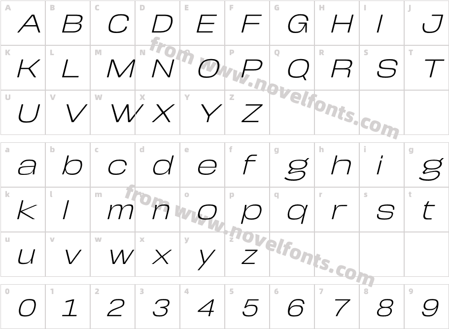 Arupala Grotesk W05 Light ItCharacter Map