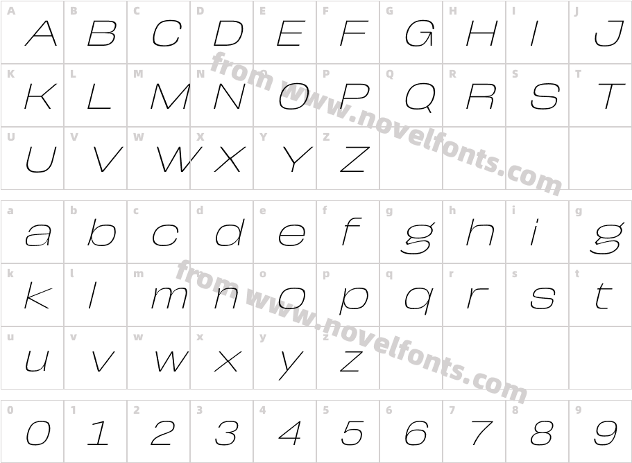 Arupala Grotesk W05 Su Light ItCharacter Map