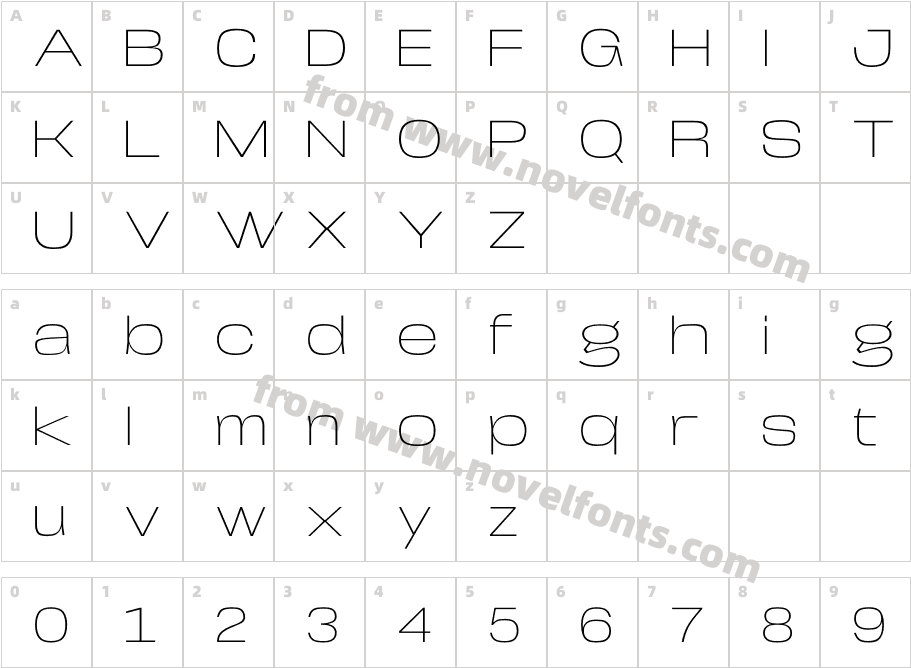 Arupala Grotesk W05 Super LightCharacter Map