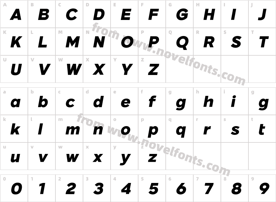 Asen Pro Black ItalicCharacter Map