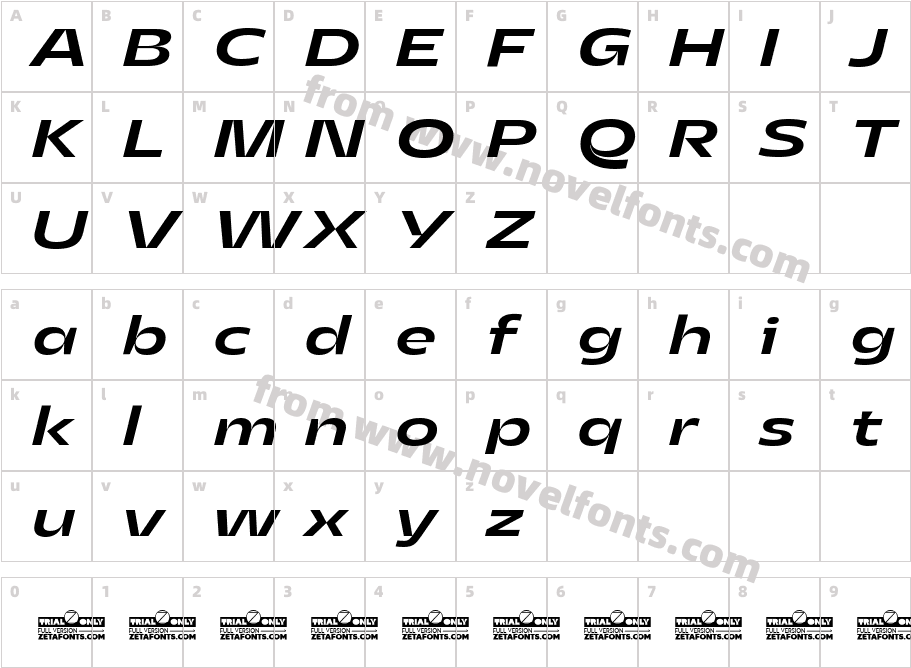 Asgard Trial Wide Medium Italic TrialCharacter Map
