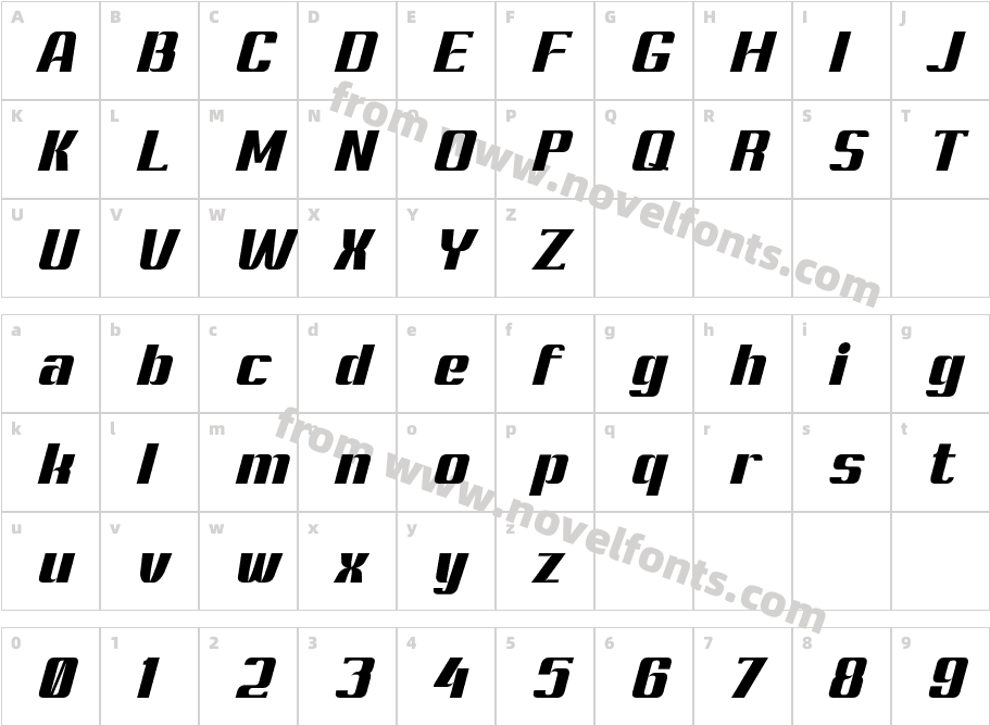 Ashety Black SlantedCharacter Map
