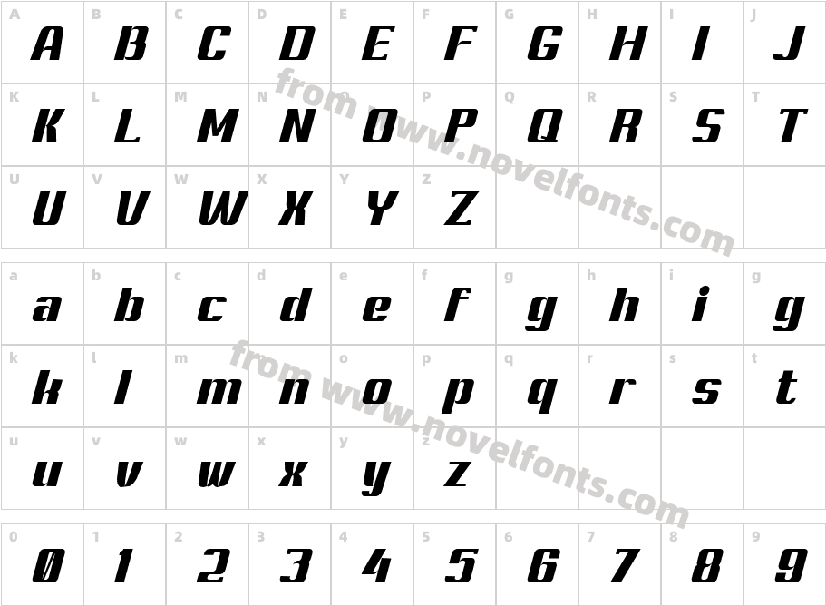 Ashety Black SlantedCharacter Map