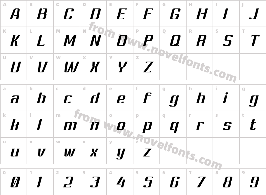 Ashety Semibold SlantedCharacter Map