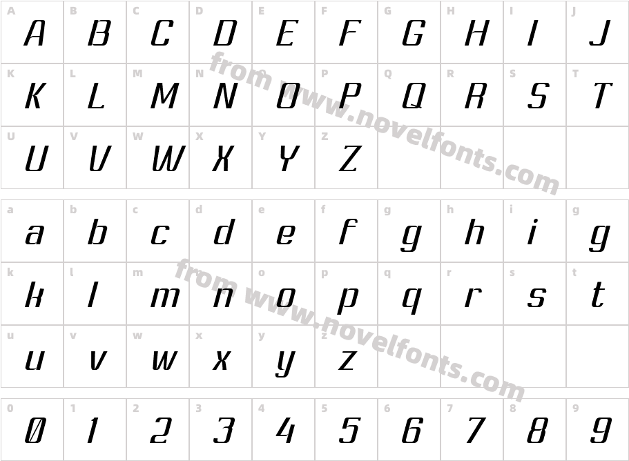 Ashety SlantedCharacter Map