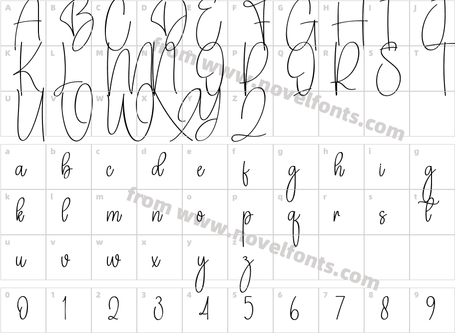 Ashley Signature RegularCharacter Map