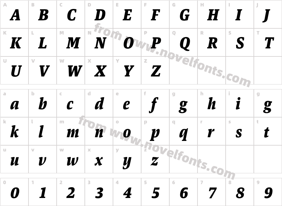 Askan Slim Extra Bold ItCharacter Map