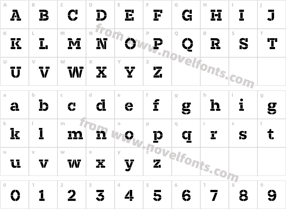 Associate Slab Stencil MediumCharacter Map