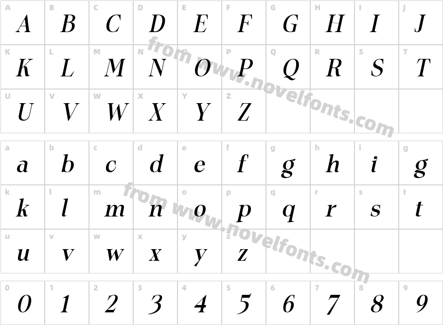 Astegra ItalicCharacter Map