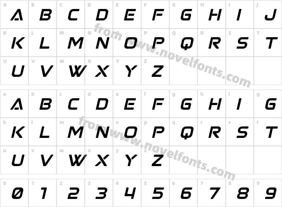 Astromax ItalicCharacter Map