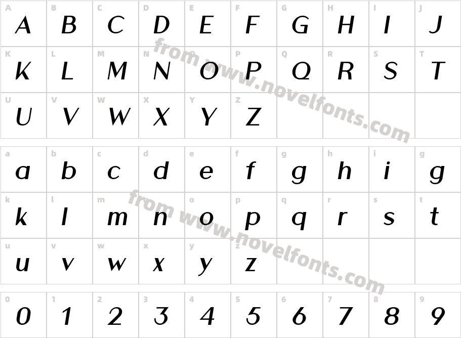 Athena Bold ItalicCharacter Map